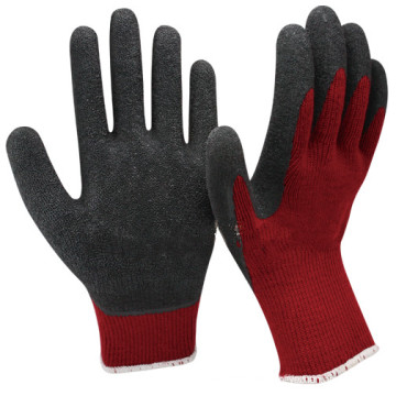 NMSAFETY LATEX HANDSCHUHE 10G RED VELVET SHELL, POLYESTER FUTTER SCHWARZ LATEX BESCHICHTUNG CRINKLE FINISH